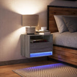 ZNTS Wall-mounted Bedside Cabinet with LED Lights Grey Sonoma 852071