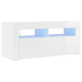 TV Cabinet with LED Lights High Gloss White 90x35x40 cm 804325