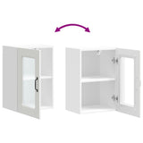 Kitchen Wall Cabinet with Glass Door Kalmar White Engineered Wood 853527
