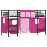 Kids'Loft Bed Frame with Curtains Black and Pink 75 x 190 cm 42020801