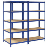 2 Piece 5-Layer Shelves Set Blue Steel&Engineered Wood 3307613