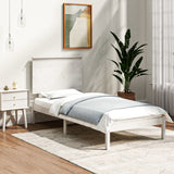 Bed Frame White Solid Pine Wood Single Durable Bed Frame 3104789