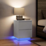 ZNTS Bedside Cabinet with LED Lights White 38x34x50 cm 861283