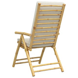 4 Piece Folding Reclining Chairs with Cream White Cushions Bamboo 3208927