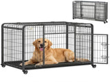 Metal Dog Cage Kennel Locking Door & Wheels Removable Tray Openable Top For Large Pets 109.5 x 71 x T3398P548131