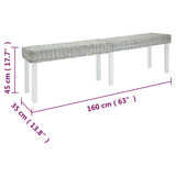 Bench White 160x35x45 cm Natural Kubu Rattan & Solid Wood Mahogany 344877