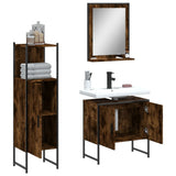 3 Piece Bathroom Cabinet Set Smoked Oak Engineered Wood 3214346