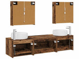 Bathroom Furniture Set 5 pcs Old Wood Engineered Wood and Glass 3407013