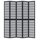 Room Divider 5 Panels Black Solid Wood Paulownia 358776