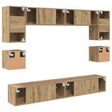 TV Cabinet Set Wall-mounted 8 pcs Artisan Oak Engineered Wood 3393323