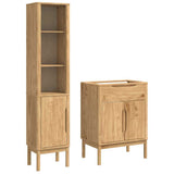 Bathroom Furniture Set FLORO 2 pcs Wax Brown Solid Pine Wood 3385881