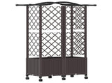 Raised Bed with Trellis and Roof Brown 122 x 40 x 144 cm PP 3423021