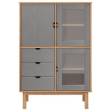 Highboard OTTA Brown and Grey 85x43x125 cm Solid Wood Pine 351307