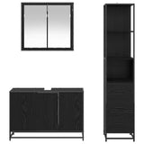 Bathroom Furniture Set 3 pcs Black Oak Engineered Wood 3402455