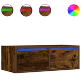 TV Cabinet with LED Lights Smoked Oak 75x35.5x25 cm 860233