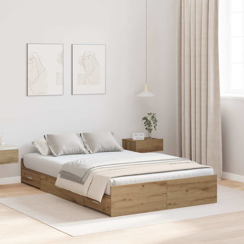 Storage Bed Frame Artisan oak 120 x 200 cm Engineered wood 3335308