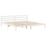 ZNTS Bookcase Bed without Mattress White 200x200 cm Solid Wood Pine 3321908
