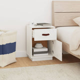 ZNTS Bedside Cabinet White 40x34x55 cm Solid Wood Pine 818307