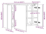Bathroom Mirror Cabinet Artisian Oak 73.5 x 16 x 62.5 cm 889174