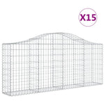 Arched Gabion Baskets 15 pcs 200x30x80/100 cm Galvanised Iron 3145422