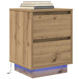 ZNTS Bedside Cabinet with LED Lights Artisan Oak 38x34x50 cm 861299