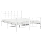 Metal Bed Frame without Mattress with Footboard White 135x190cm 355627