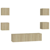 6 Piece TV Cabinet Set Sonoma Oak Engineered Wood 3078975