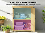 Wooden Garden Shed, Garden Tool Storage Shed with Metal Top and Shelf, Light Brown T3398P549444