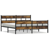 Metal Bed Frame without Mattress Smoked Oak 183x213 cm 3308467
