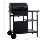 Gas BBQ Grill with 3-layer Side Table Black 47390
