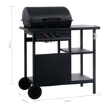 Gas BBQ Grill with 3-layer Side Table Black 47390