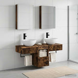 Bathroom Cabinet Set 5 pcs Smoked Oak Engineered Wood 3406291