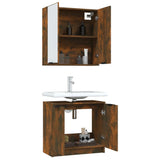 ZNTS 2 Piece Bathroom Cabinet Set Smoked Oak Engineered Wood 3115865