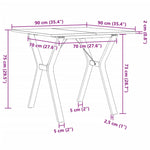 ZNTS Dining Table Y-Frame 90x90x75 cm Solid Wood Pine and Steel 3282718