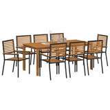 Garden Dining Set 9 pcs Black Solid Acacia Wood 3365544