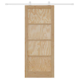 Sliding Door Natural and White 86 x 211 cm Solid Pine Wood 3445484