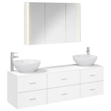 Bathroom Furniture Set 4 pcs White Engineered Wood and Glass 3406943