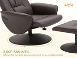 Executive Recliner Chair High Back and Footstool Armchair Lounge Seat Brown T3398P328122