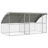 Dog Kennel 2 pcs Silver 4 x 2 x 2 m Galvanised steel 3368325