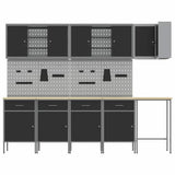 Work Cabinet Set with Drawer with Shelf 12 pcs Black and Grey 3321508