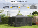 3 x 3 m Pop Up Gazebo, 420D Tent Canopy with Removable Mesh Sidewall Netting, Carry Bag for T3398P324018