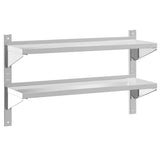 2-Tier Wall Shelf 100x30x60 cm Silver Stainless Steel 30310