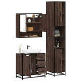 3 Piece Bathroom Furniture Set Brown Oak Engineered Wood 3301109
