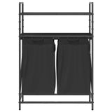 Laundry Basket 2 Compartments with Shelves Black Oak 859085
