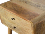 Solid Wood Curved Oak-ish Bedside, 2 Drawers, Beige B2743P402926