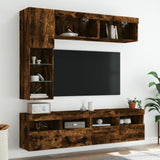 7 Piece TV Wall Cabinet Set with LED Lights Smoked Oak 3216761