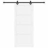 Sliding Door White and Black 93 x 211 cm Solid Pine Wood 3333545