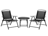 Three-Piece Garden Seat Set, with Glass-Top Table - Black T3398P317768