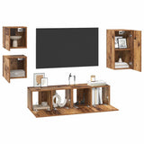 TV Cabinet Set Wall-mounted 5 pcs Old Wood Engineered Wood 3393348