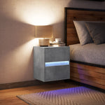 ZNTS Wall-mounted Bedside Cabinet with LED Lights Concrete Grey 3307967